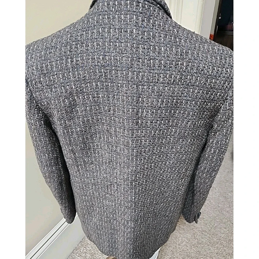 Vintage 80s 90s Gap Wool Tweed Single Button Blazer Gray Brown Blue Textured 40R